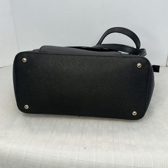 KARL LAGERFELD PARIS Black Tote Bag Saffiano Leather Handbag Pocket Satchel - Picture 5 of 9